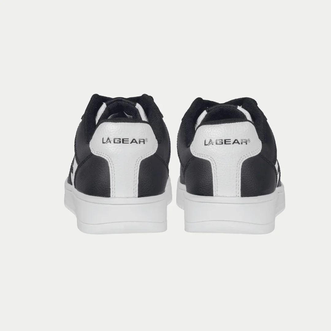 LA Gear Kids Edge Lowtop | Black x White Logo - Image 6