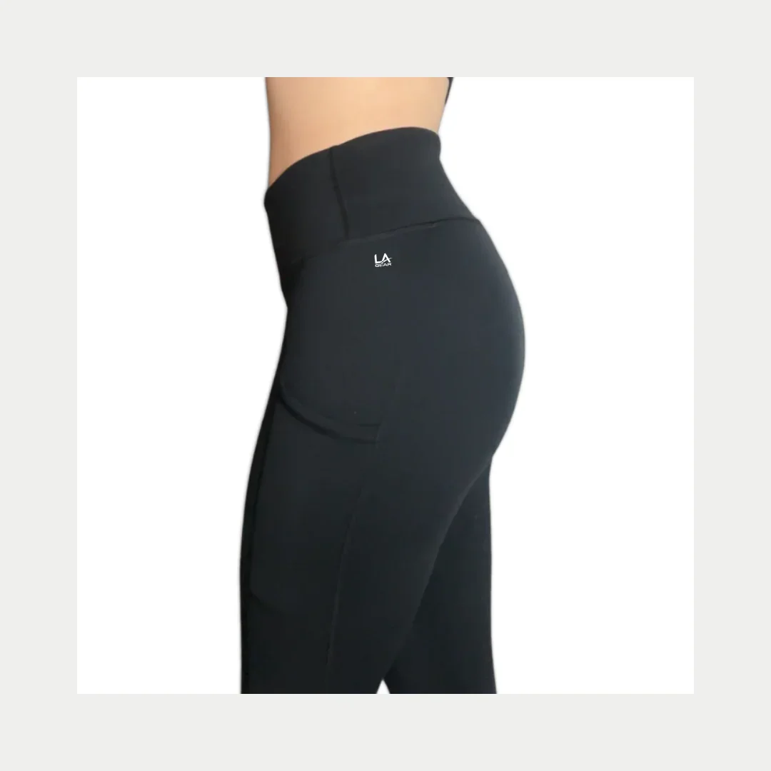 LA Gear Women’s Side-Pocket Yoga Pants | Black - Image 3